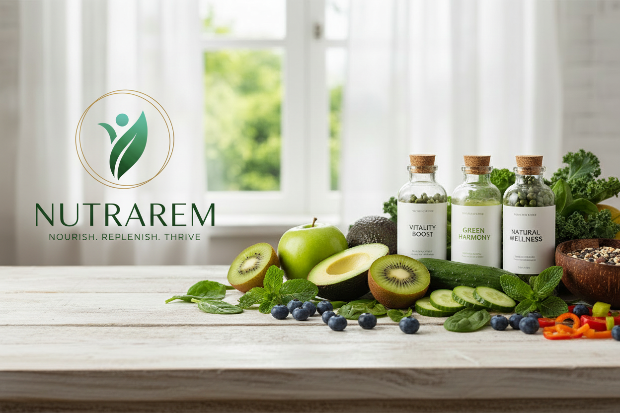 Nutrarem banner with larger logo